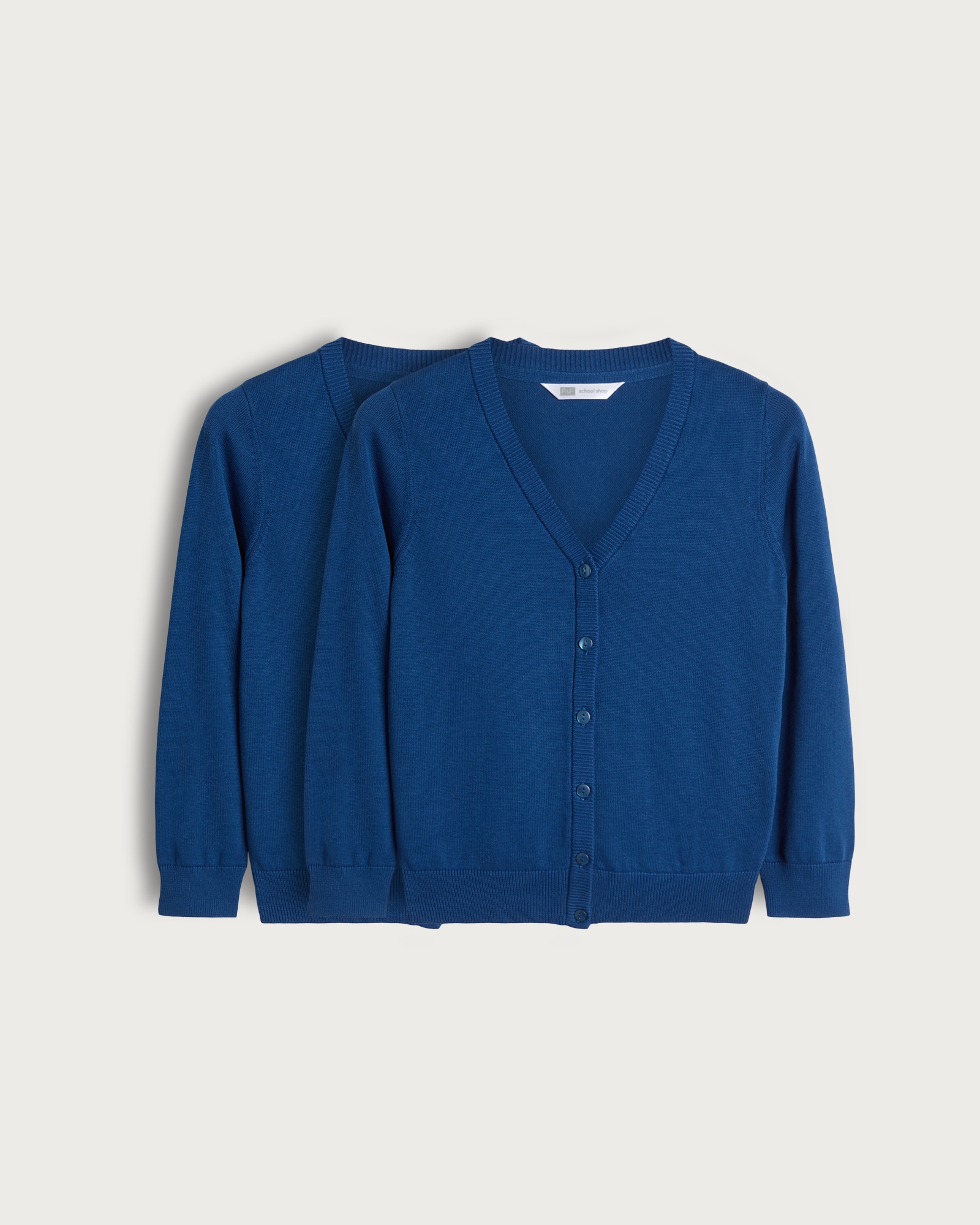 F&F School Unisex 2-Pack Pure Cotton Knitted Cardigans in Blue thumbnail 4