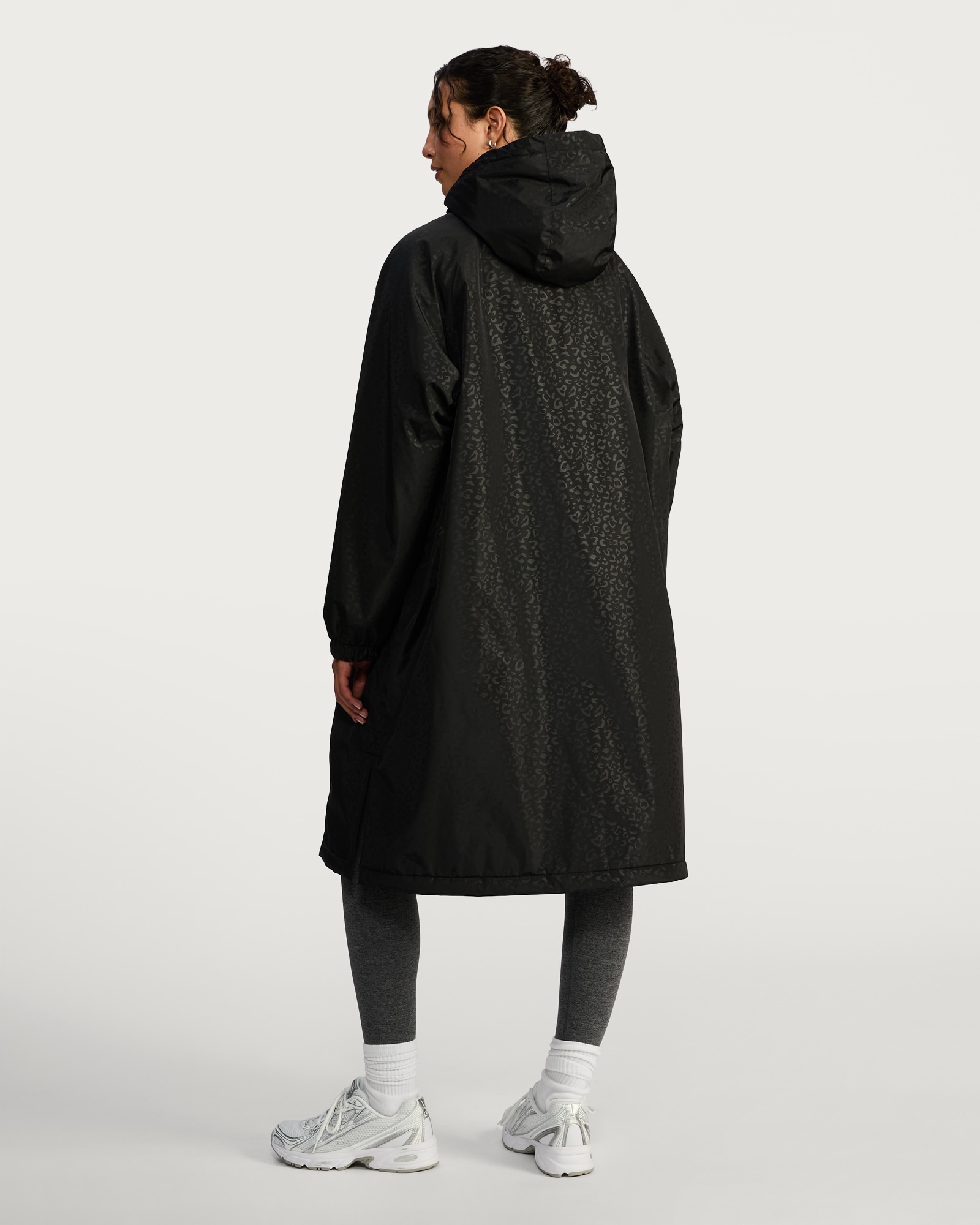 F&F Active Tonal Leopard Print Waterproof All Weather Robe in Black thumbnail 4