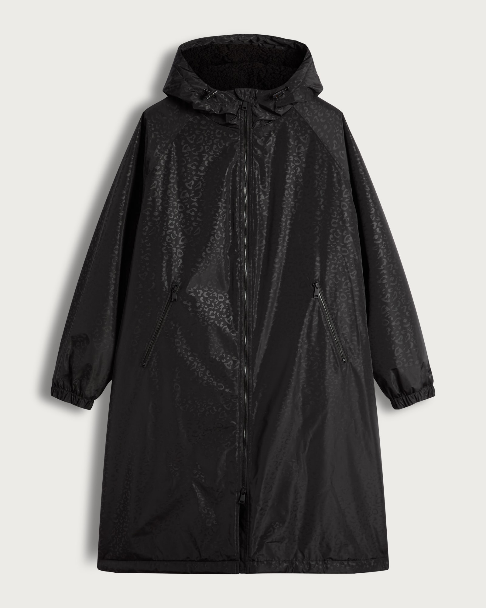 F&F Active Tonal Leopard Print Waterproof All Weather Robe in Black thumbnail 5