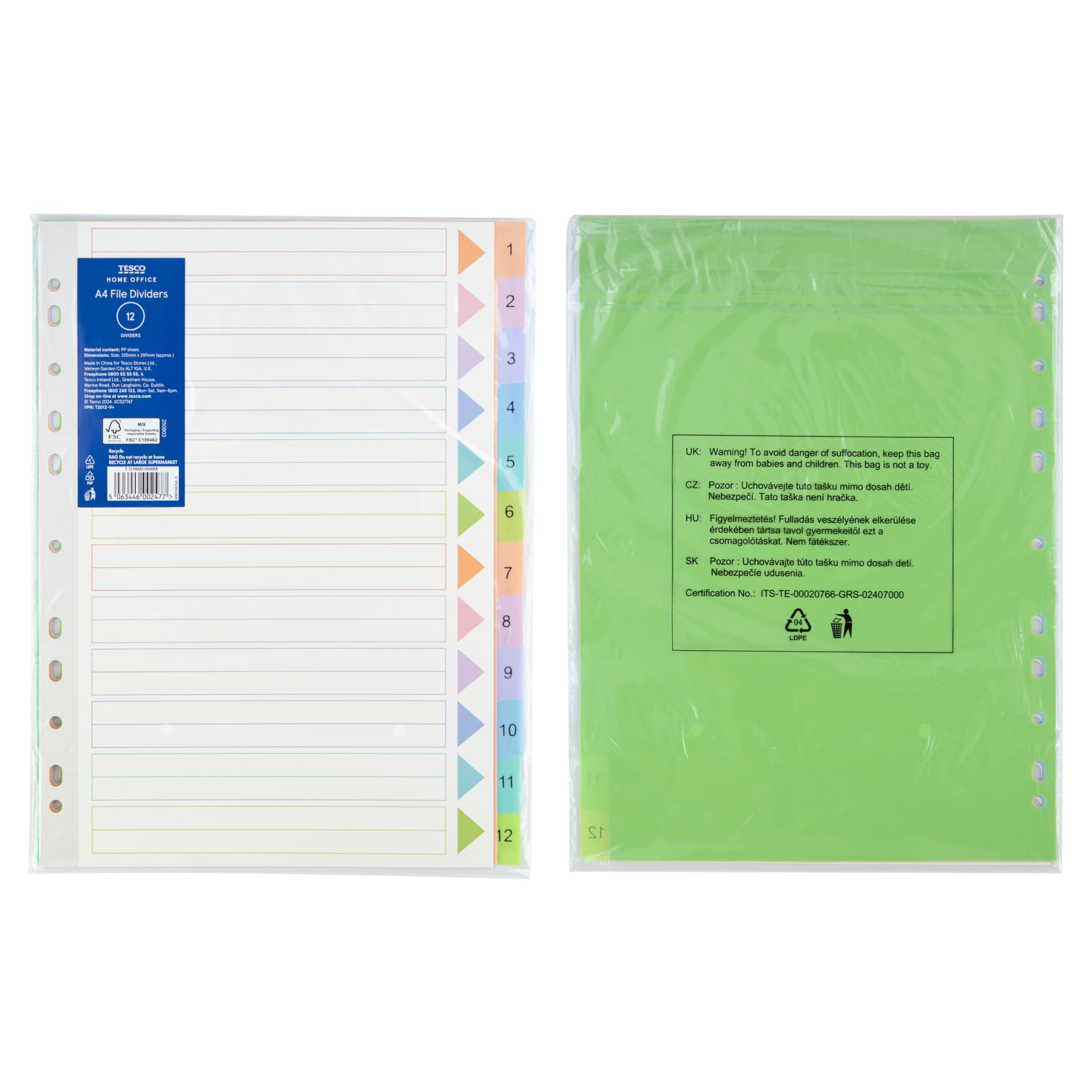 Tesco 12 pages divider