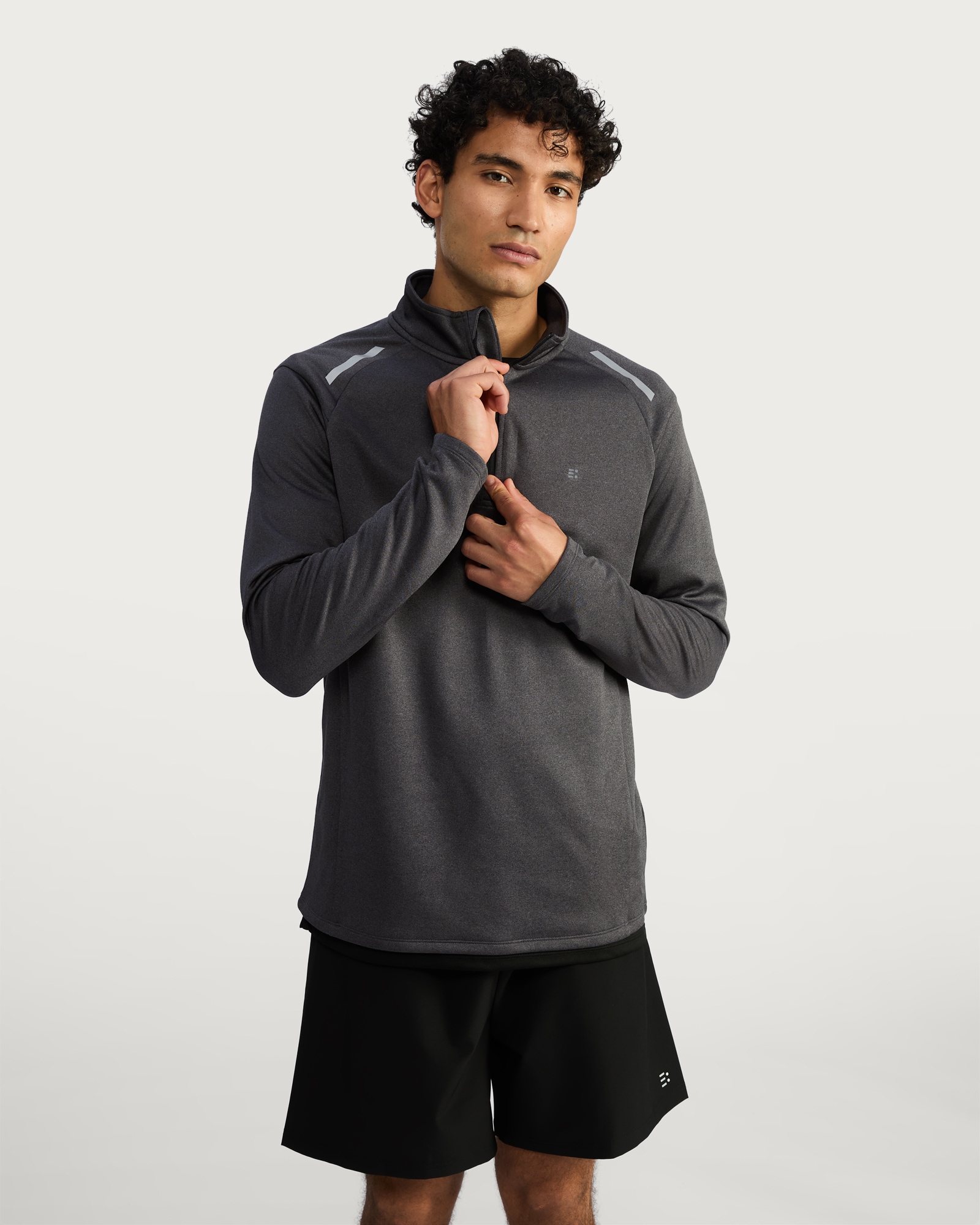 F&F Active Regular Fit Half-Zip Jacket in Black