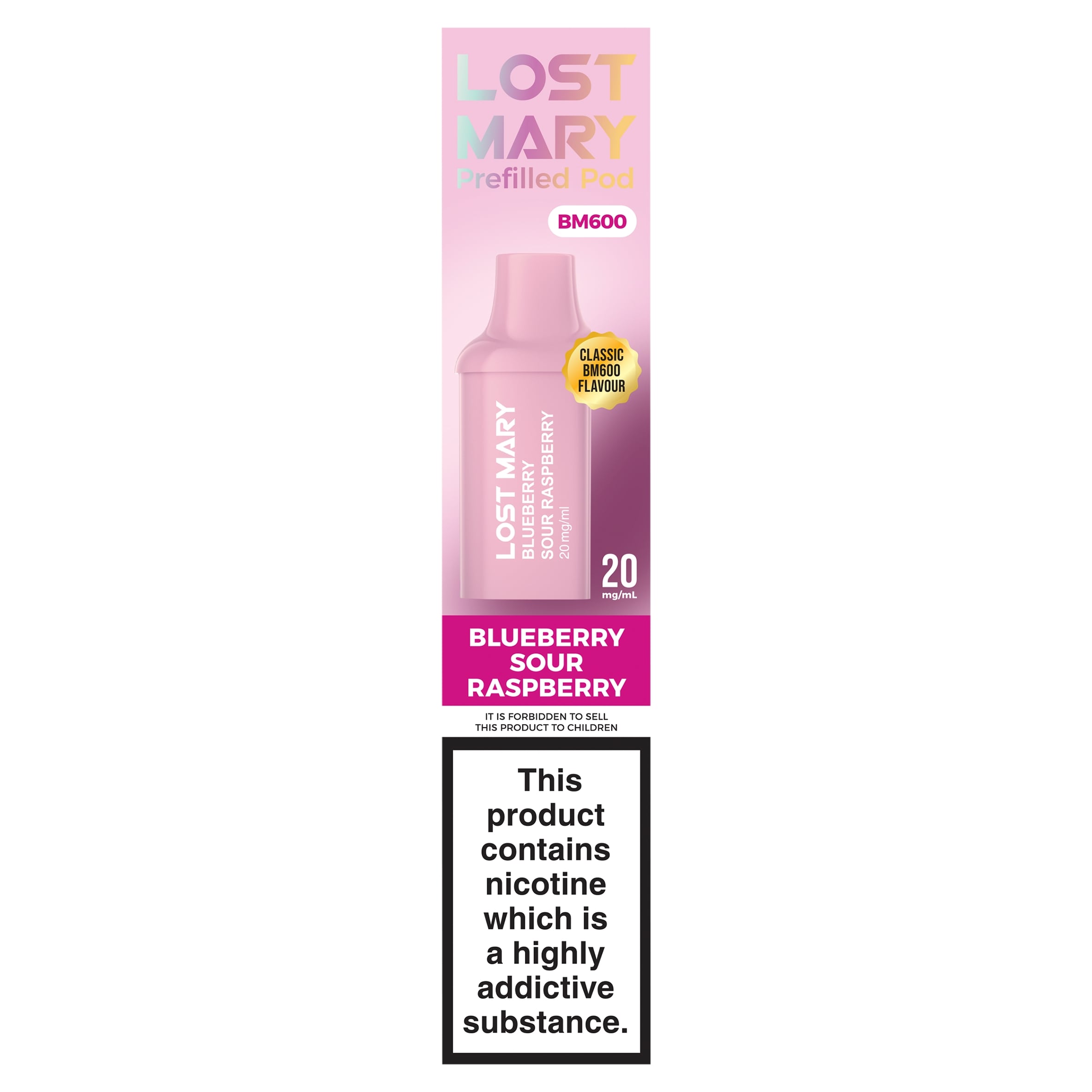 Lost Mary BM600 Blueberry Sour Raspberry Prefilled Pod 20mg/ml