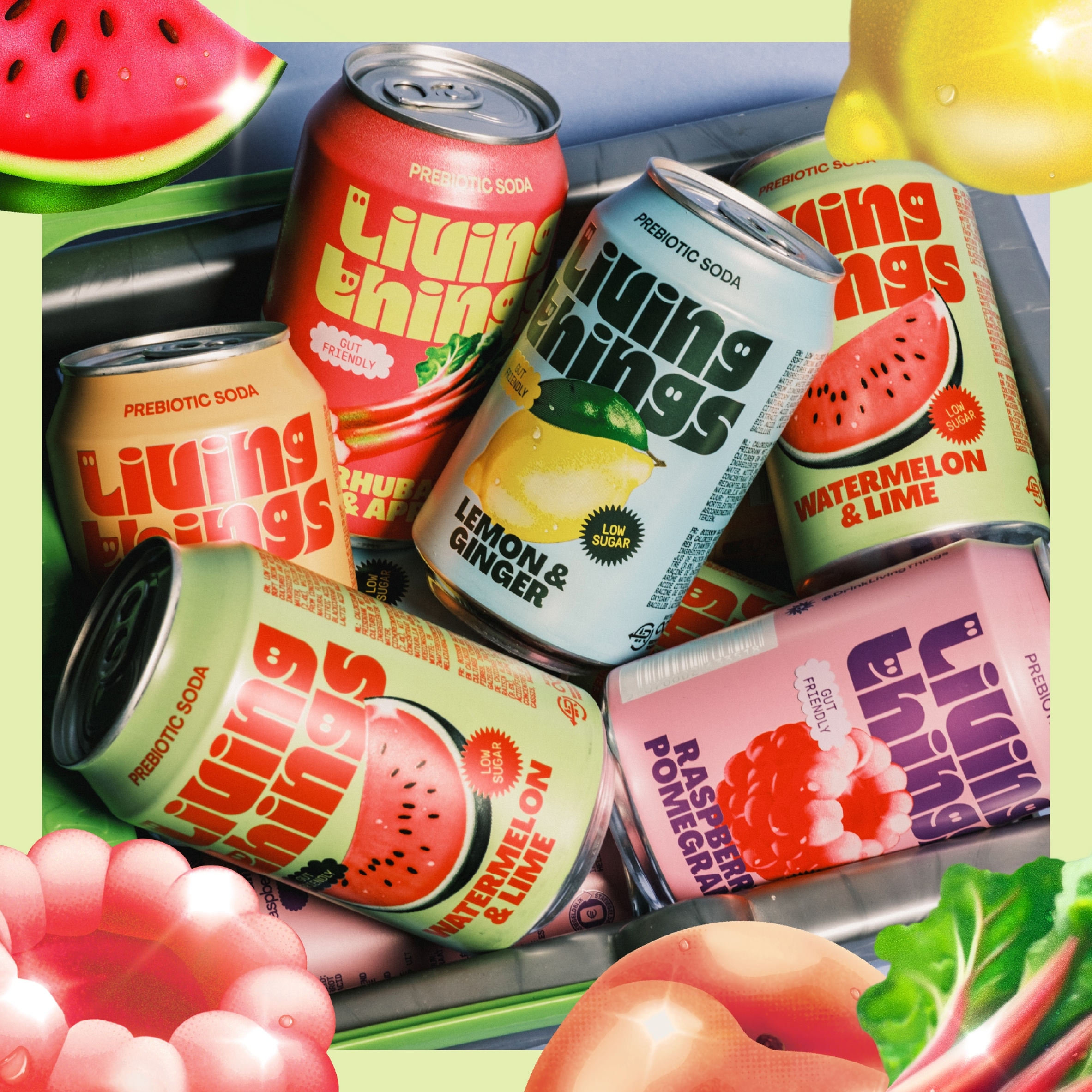 Living Things Watermelon & Lime Soda 4x 330ml thumbnail 4