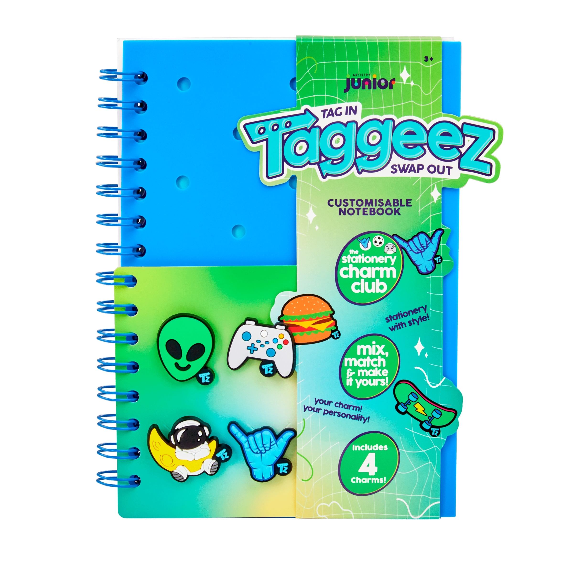 Taggeez Customisable Notebook & Charms Blue