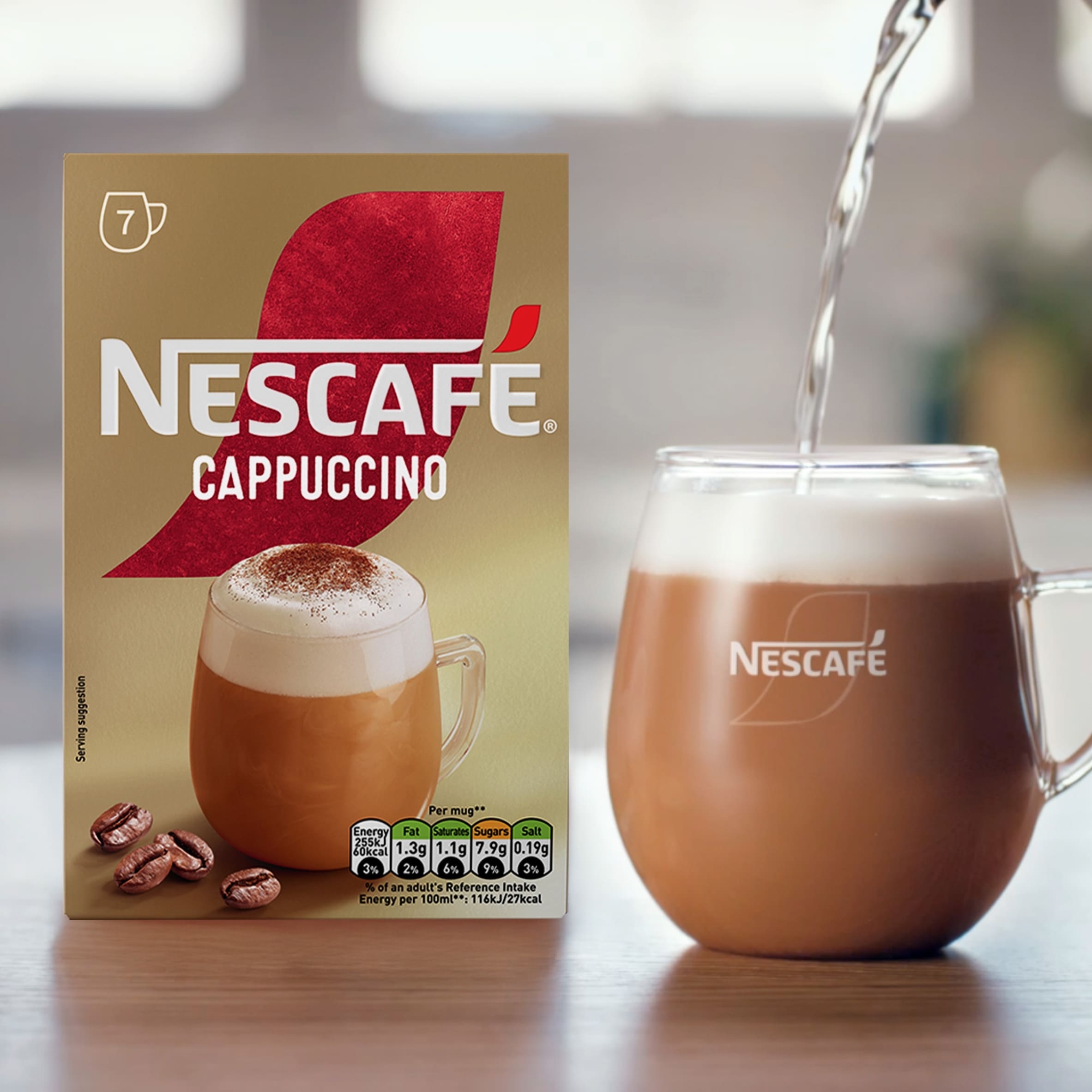 Nescafe Cappuccino Instant Coffee 7 Sachets thumbnail 3