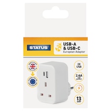 Status European USB A & USB C Adaptor.