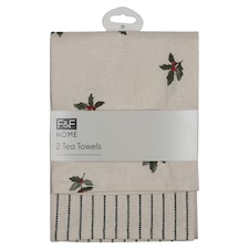 F&F Home Holly Tea Towel 2 Pack