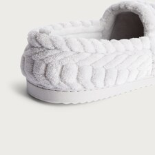 F&F Fleece Chevron Patterned Slippers in Grey thumbnail 3