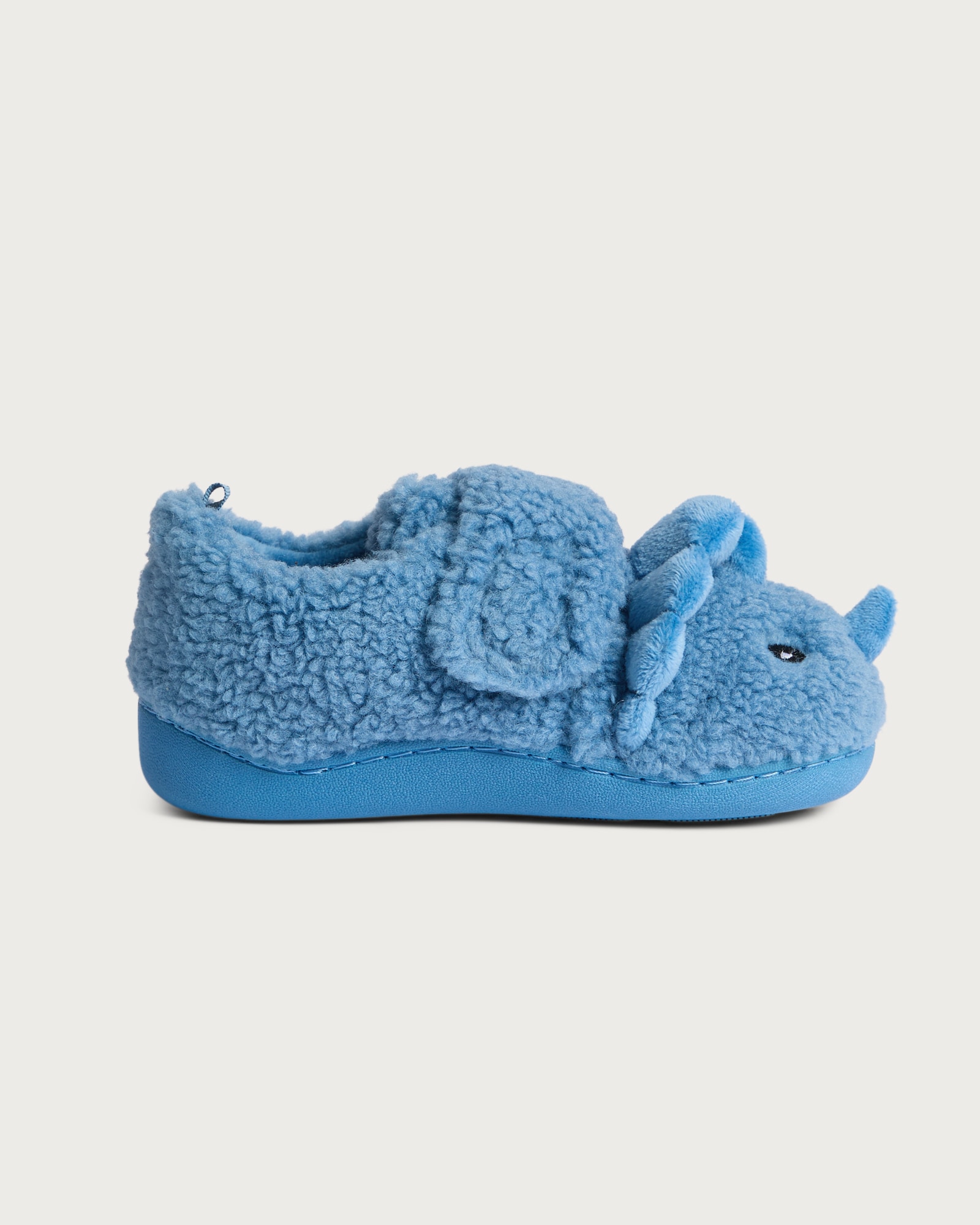 F&F Boys Fleece Textured Triceratops Slippers in Blue