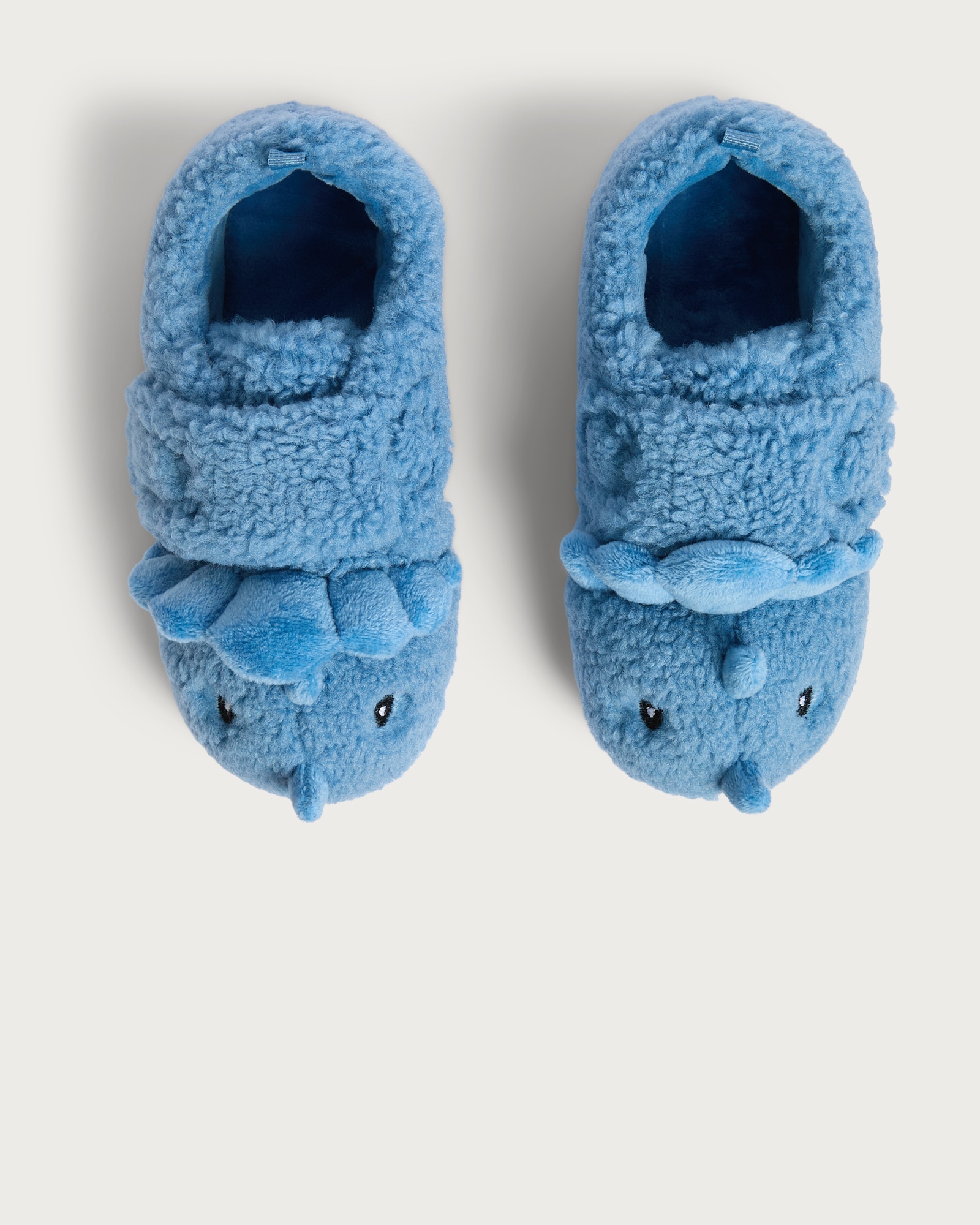 F&F Boys Fleece Textured Triceratops Slippers in Blue thumbnail 2