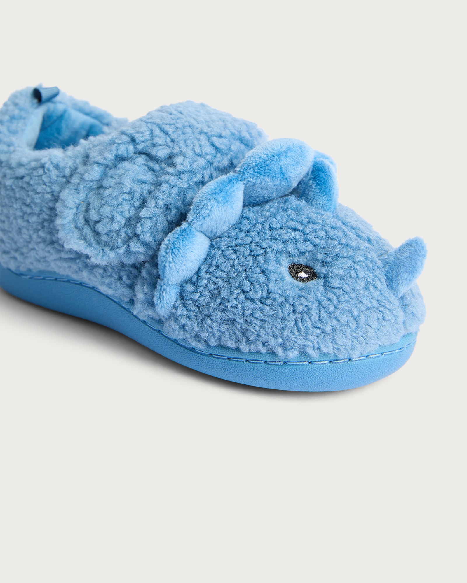 F&F Boys Fleece Textured Triceratops Slippers in Blue thumbnail 3