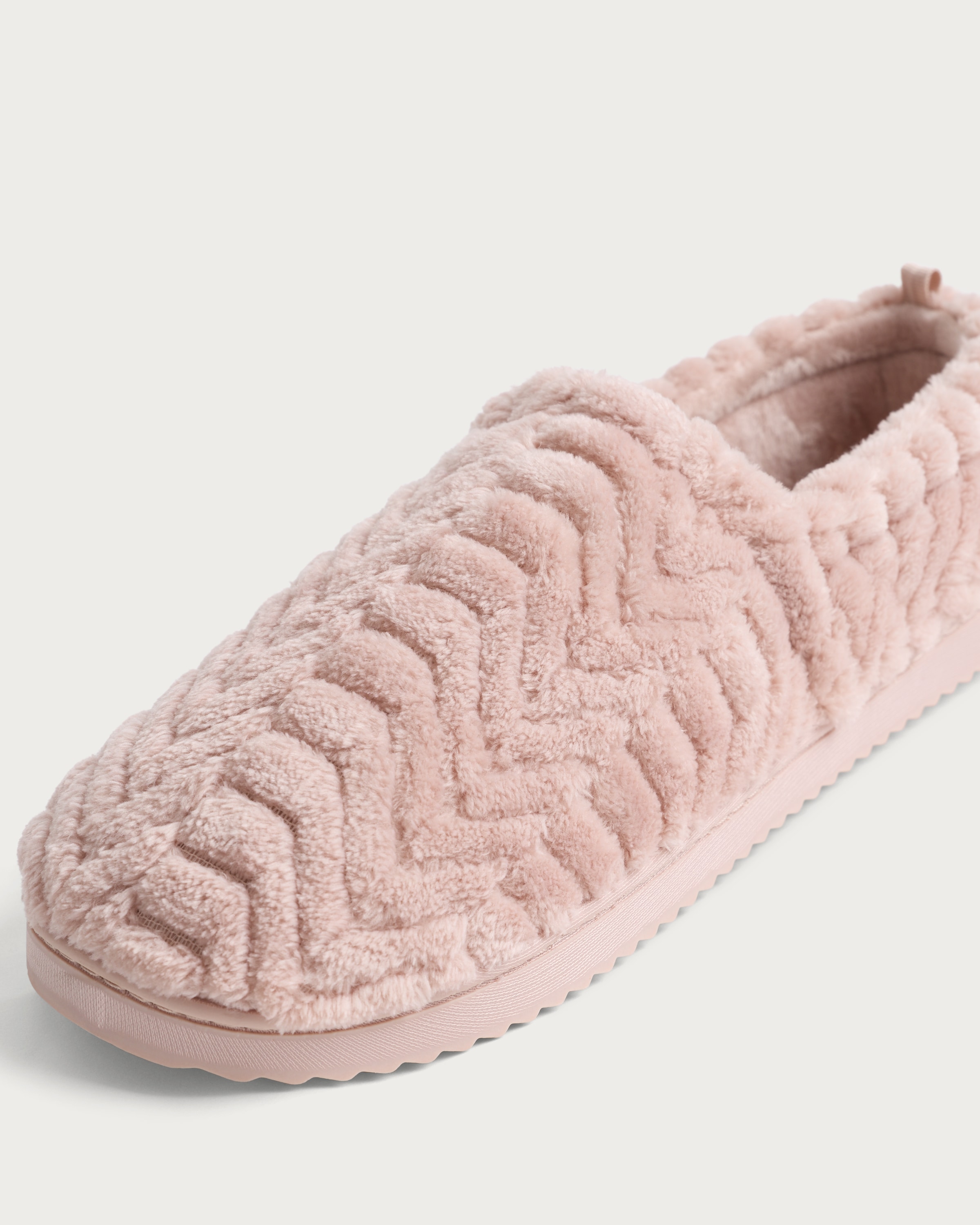 F&F Fleece Textured Slippers in Pink thumbnail 3