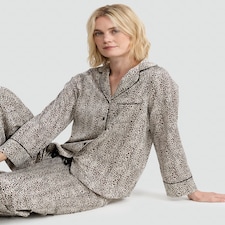 F&F CoolEase™ Satin Leopard Print Revere Pyjamas in Multi Brown