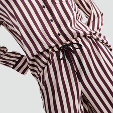 F&F CoolEase™ Satin Stripe Print Revere Pyjamas in Cream thumbnail 2