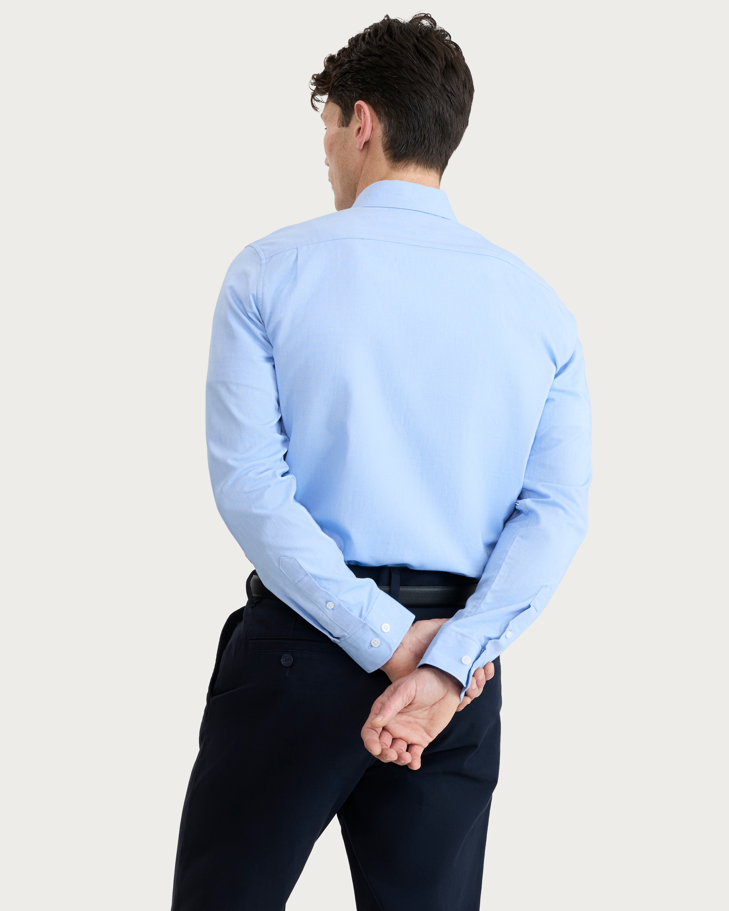 Peter Werth Pure Cotton Button Down Long Sleeved Shirt in Blue thumbnail 3