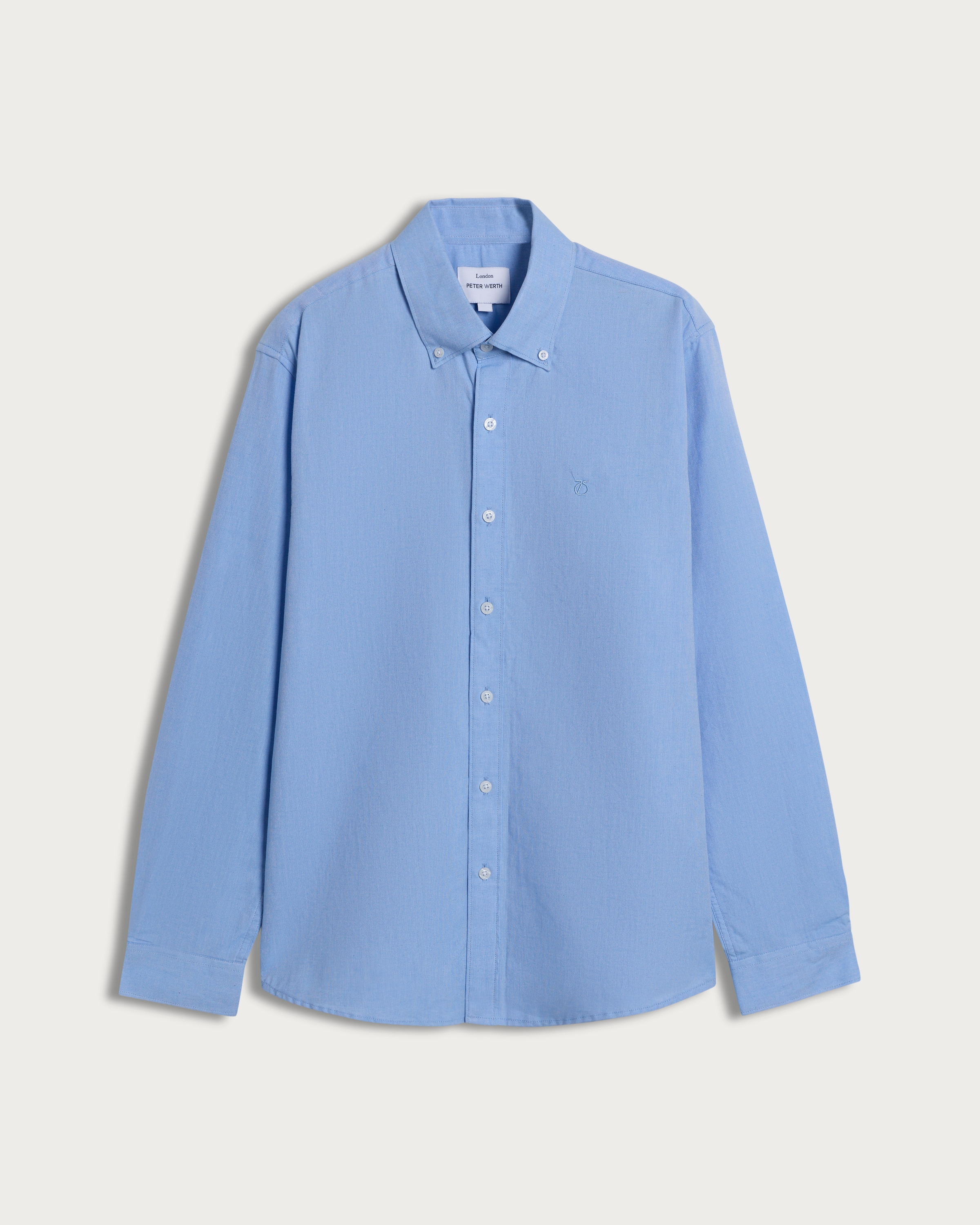 Peter Werth Pure Cotton Button Down Long Sleeved Shirt in Blue thumbnail 4