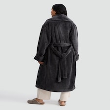 F&F Fleece Honeycomb Textured Dressing Gown in Grey thumbnail 3