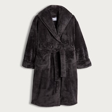 F&F Fleece Honeycomb Textured Dressing Gown in Grey thumbnail 4