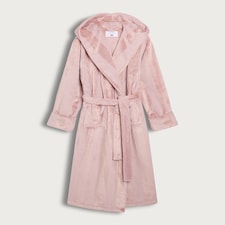 F&F Fleece Stripe Hooded Dressing Gown in Pink thumbnail 2
