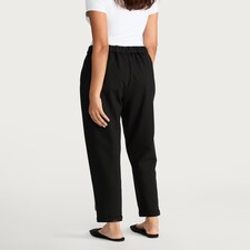 F&F Ponte Elasticated Waistband Pleated Jogger in Black thumbnail 4