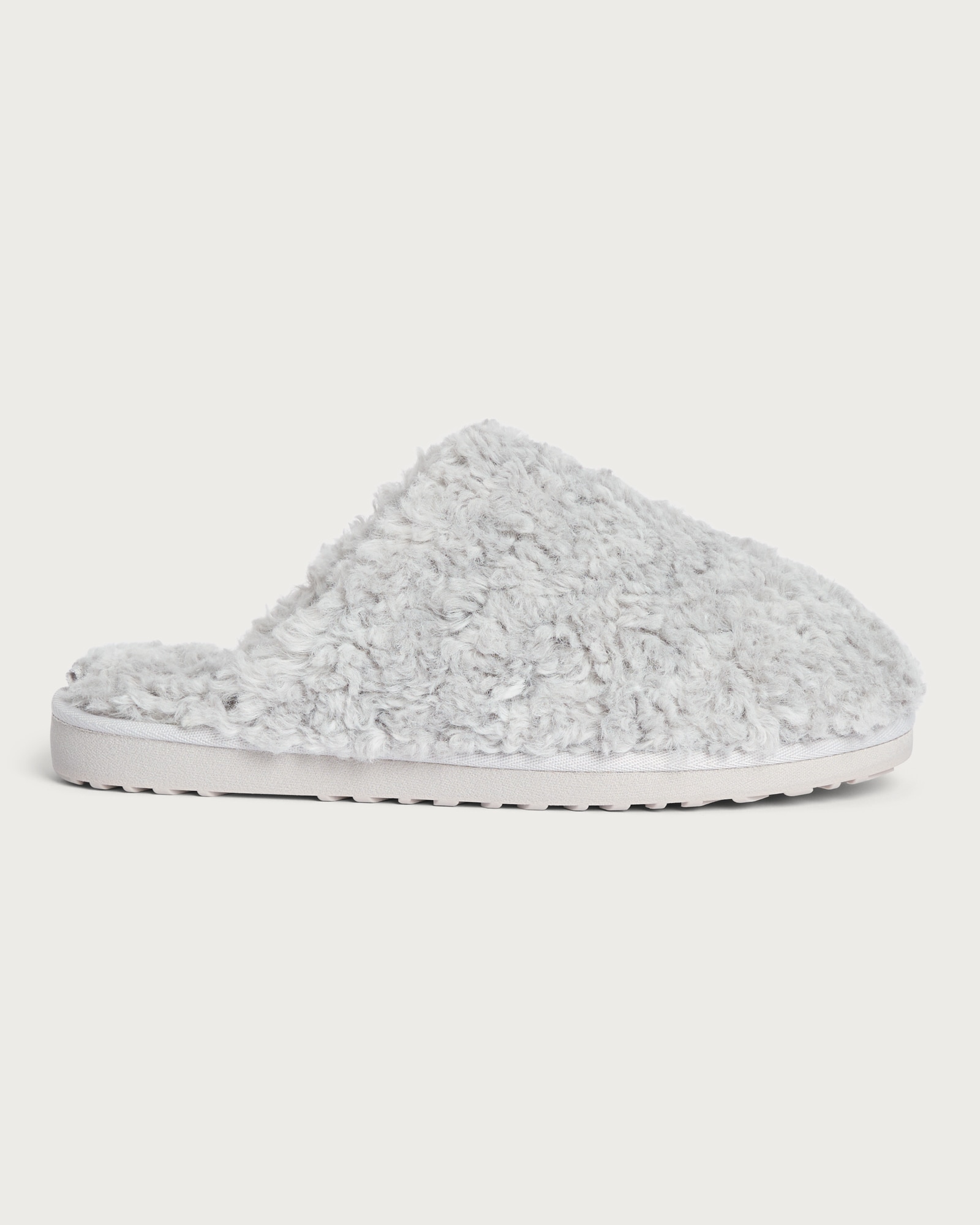 F&F Borg Textured Backless Mule Slippers in Grey
