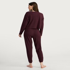 F&F Waffle Henley Long Sleeved Pyjama Set in Purple thumbnail 3