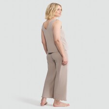 F&F 3-Piece Waffle Textured Vest, Bottoms and Cardigan Pyjamas in Neutral thumbnail 2