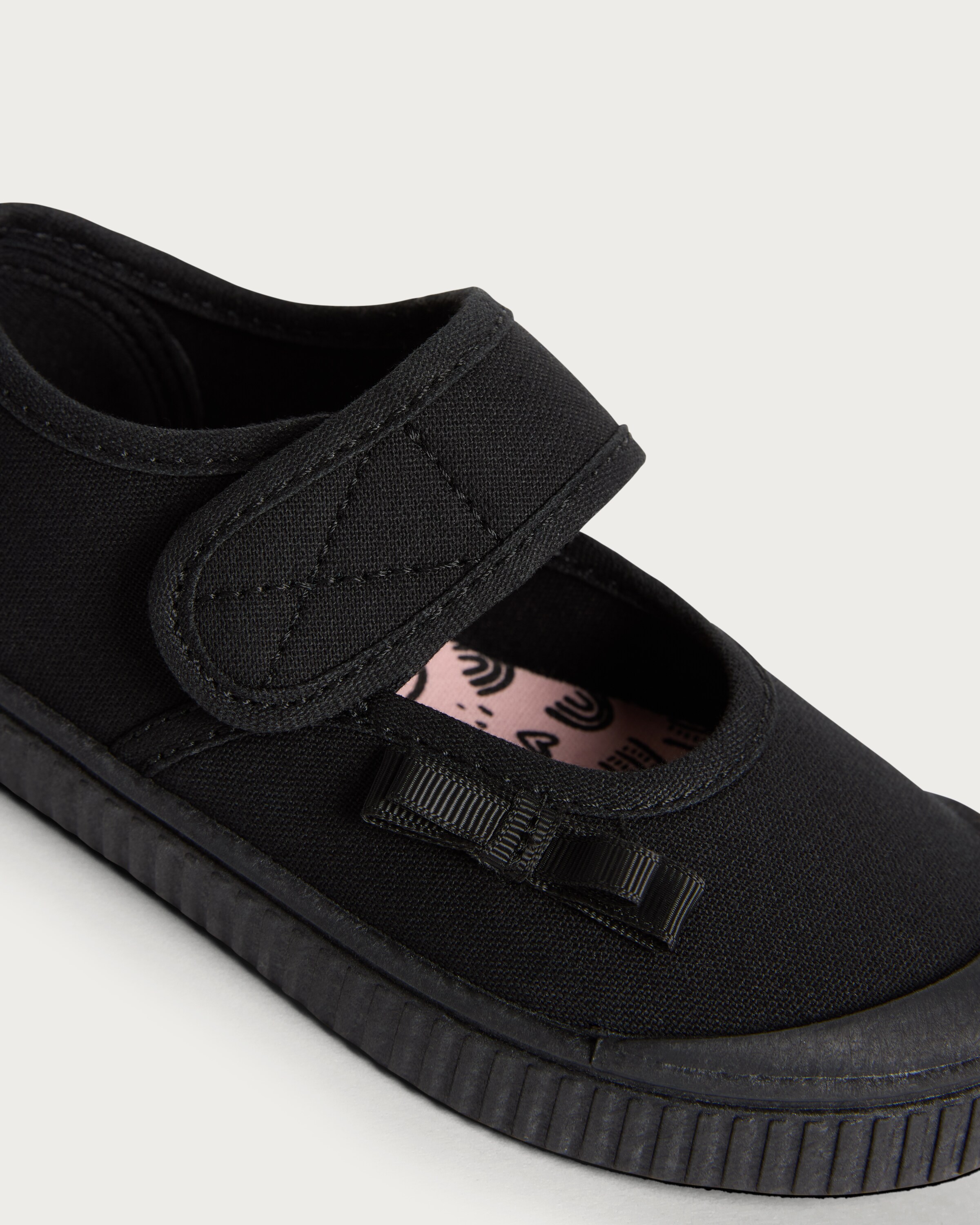 F&F School Girls Bow Detail Mary Jane Plimsolls  in Black thumbnail 3