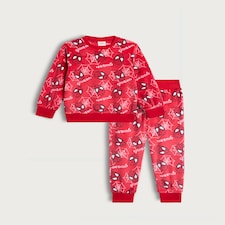 Marvel Spider-Man Print Fleece Pyjama Set in Red
