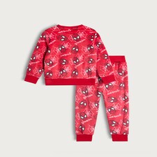 Marvel Spider-Man Print Fleece Pyjama Set in Red thumbnail 2