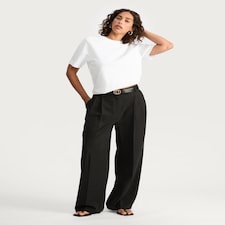 F&F Wide Leg Pleated Trousers in Black