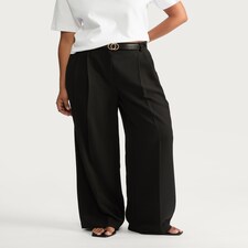 F&F Wide Leg Pleated Trousers in Black thumbnail 3