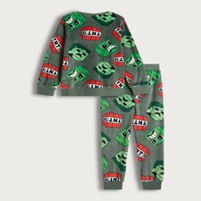 Minecraft Minky Fleece Creeper and TNT Print Pyjamas in Green thumbnail 4