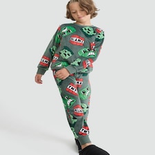 Minecraft Minky Fleece Creeper and TNT Print Pyjamas in Green