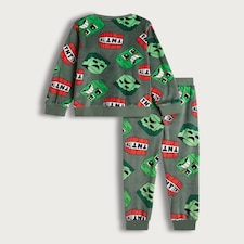 Minecraft Minky Fleece Creeper and TNT Print Pyjamas in Green thumbnail 4