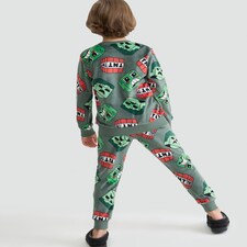 Minecraft Minky Fleece Creeper and TNT Print Pyjamas in Green thumbnail 5