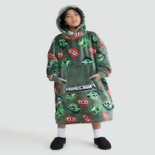Minecraft Creeper Print Fleece Pyjama Hoodie in Green