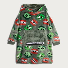 Minecraft Creeper Print Fleece Pyjama Hoodie in Green thumbnail 4