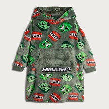Minecraft Creeper Print Fleece Pyjama Hoodie in Green thumbnail 4