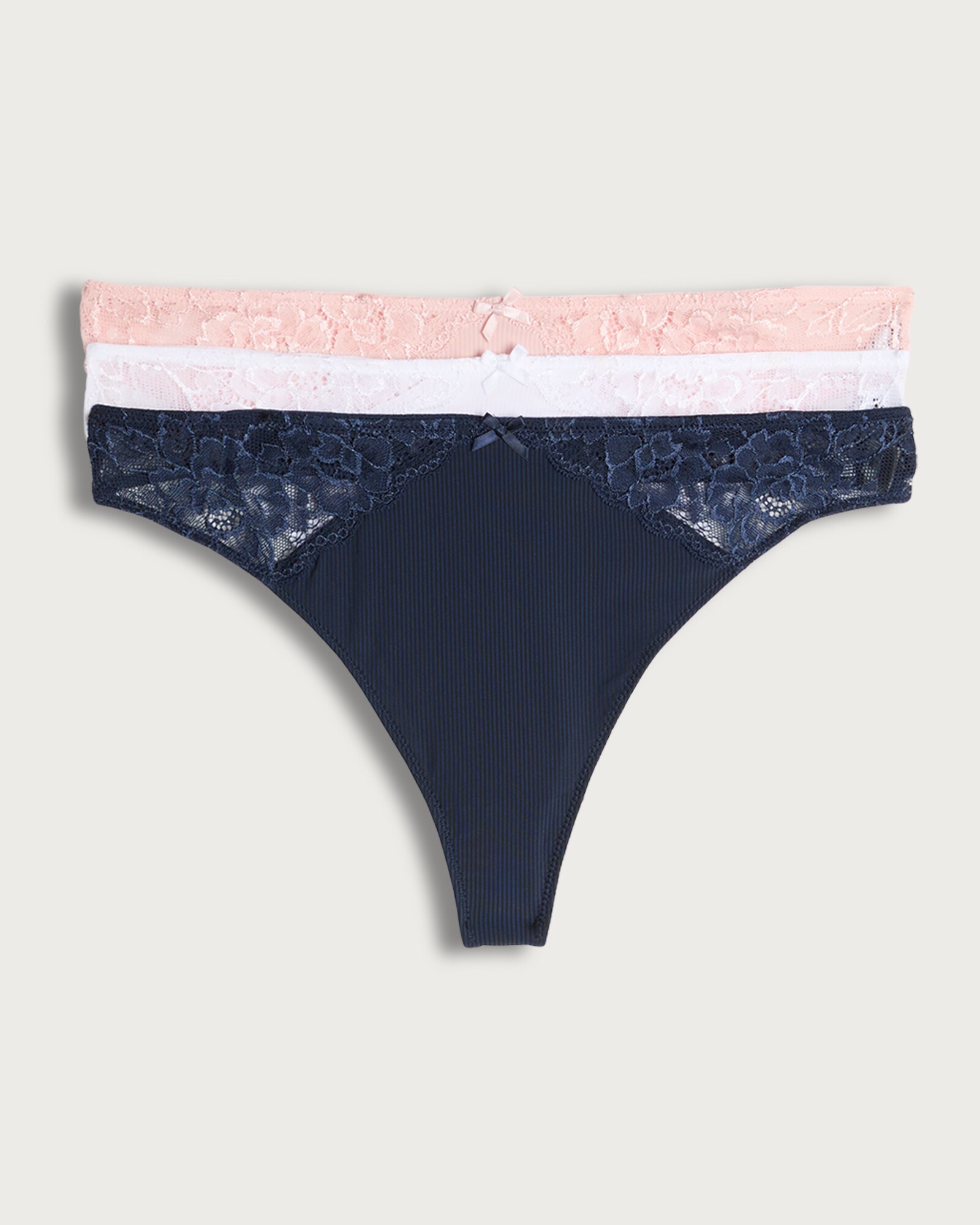 F&F 3-Pack Lace Trim Thong in Pink thumbnail 2