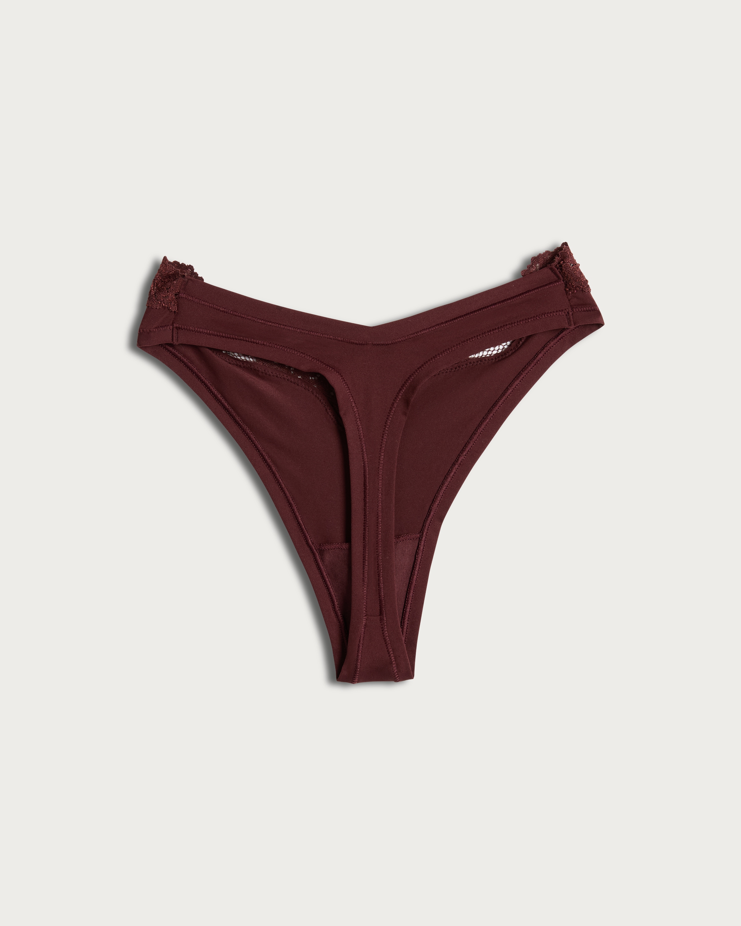 F&F 2-Pack Lace Trim Thongs in Burgundy thumbnail 5