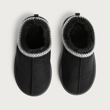 F&F Faux Fur Lined Mule Slippers in Black thumbnail 2