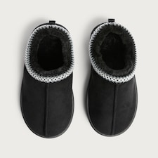 F&F Faux Fur Lined Mule Slippers in Black thumbnail 2
