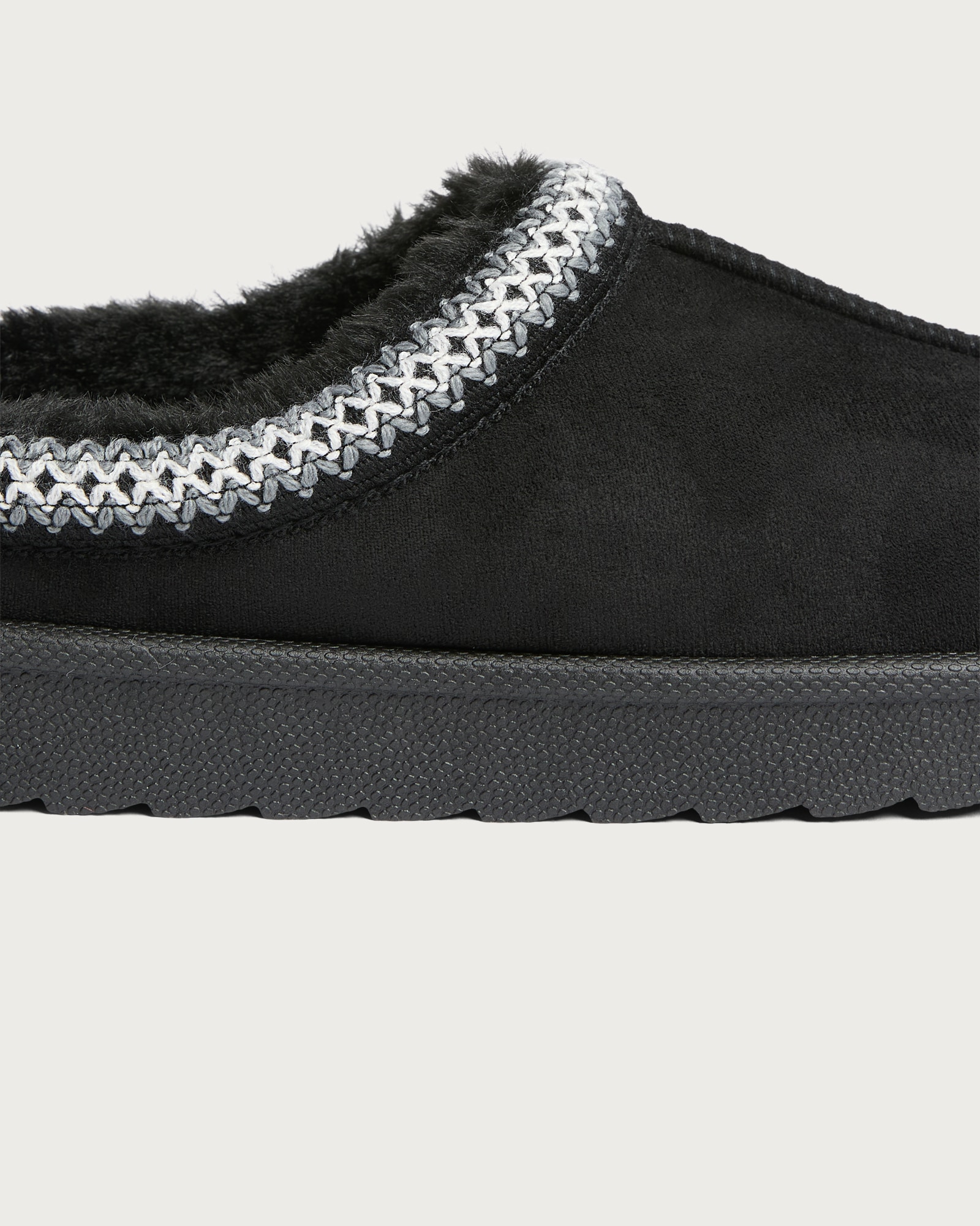 F&F Faux Fur Lined Mule Slippers in Black thumbnail 3