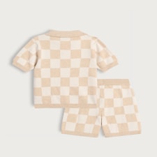 F&F x Samantha Faiers Pure Cotton Check Knit Polo and Shorts Set in Multi thumbnail 5