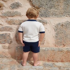 F&F x Samantha Faiers Pure Cotton Striped Knitted Shirt and Shorts Set in Navy thumbnail 4