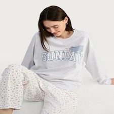 Disney Winnie the Pooh Eeyore Cotton Rich Sunday Slogan Pyjama Set in Multi Grey