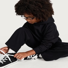 F&F Girls Cotton Rich Wide Leg Joggers in Black thumbnail 2