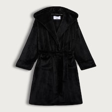 F&F Fleece Hooded Dressing Gown in Black thumbnail 4