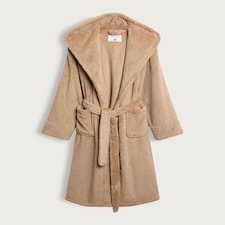 F&F Fleece Hooded Dressing Gown in Cream thumbnail 5